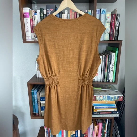NWT Z Supply Camel Smocked Waist Knit Mini Dress Size L - Picture 7 of 7